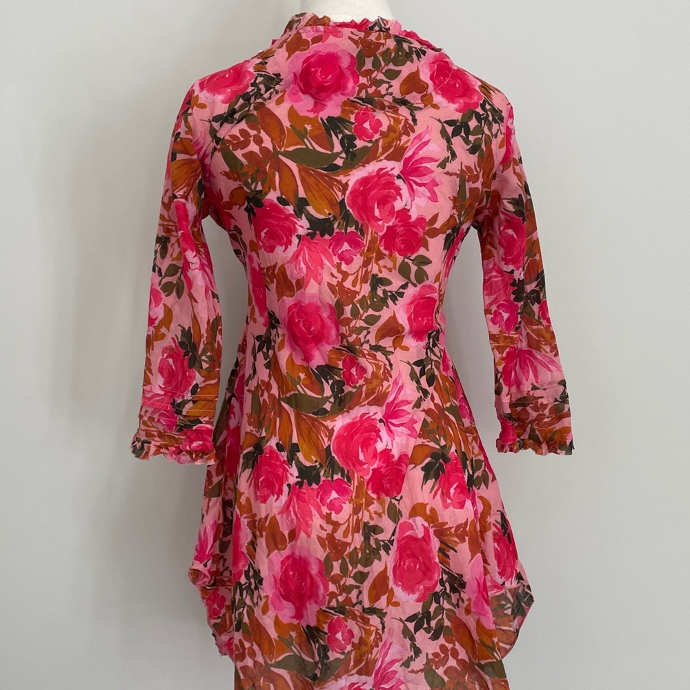 One Season Floral Pink and Green Button-Up Blouse XS - Picture 4 of 9